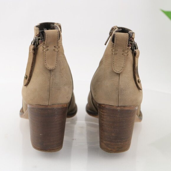 Blondo Women Nivada Boot Size 8 Waterproof Taupe Tan Leather Block Heel Side Zip - Picture 6 of 13